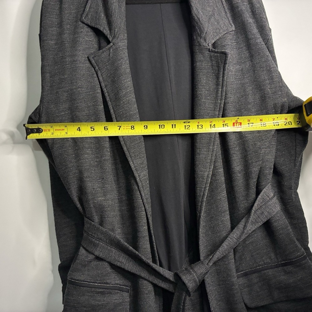 Lululemon Clutch Coat Sz 8 Womens Heather Black Wool Blend Belted‎ Long Cardigan - Picture 6 of 10